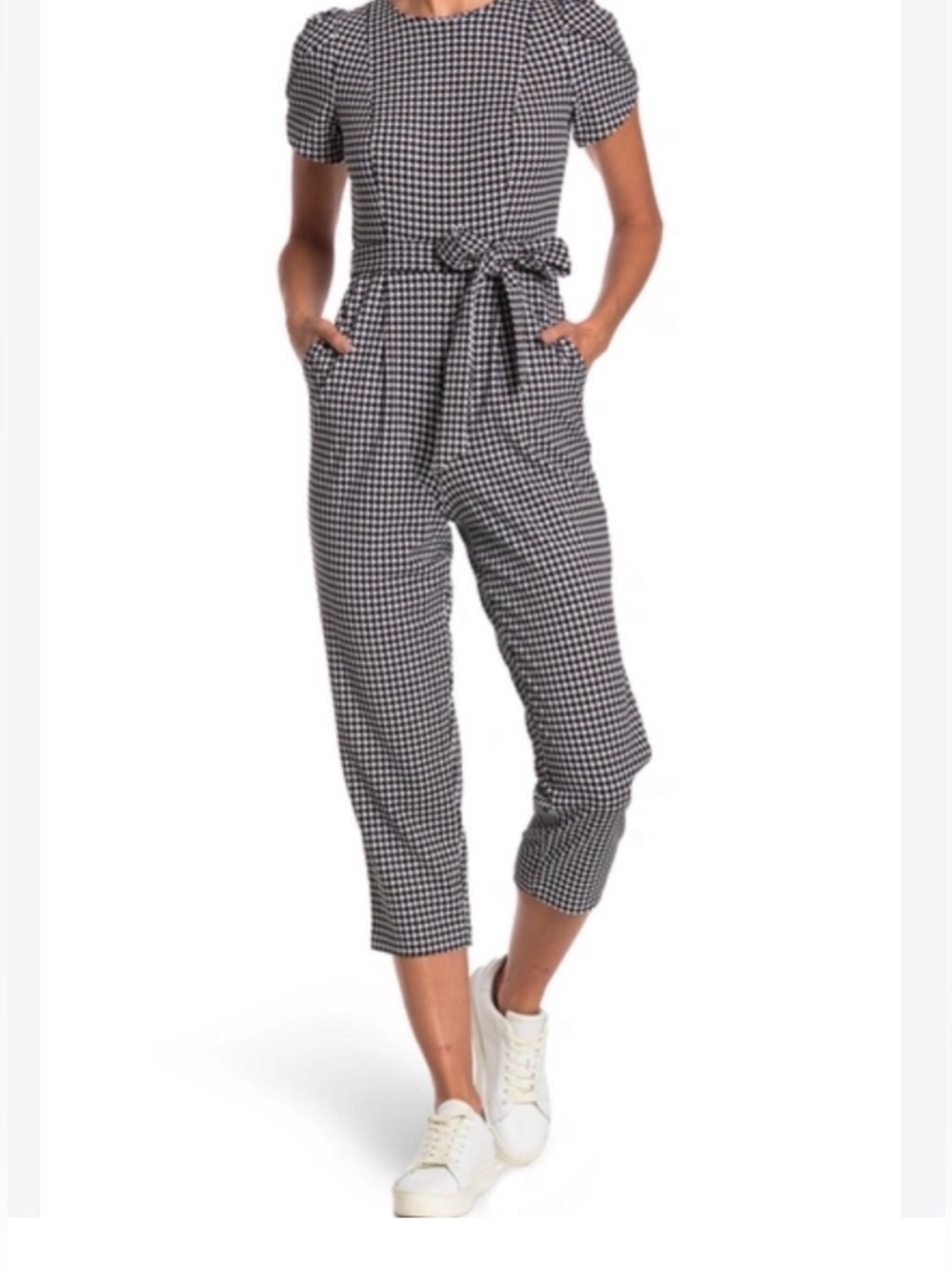 Calvin Klein | Women's Belted Back-Zip
Jumpsuit Checkered Print